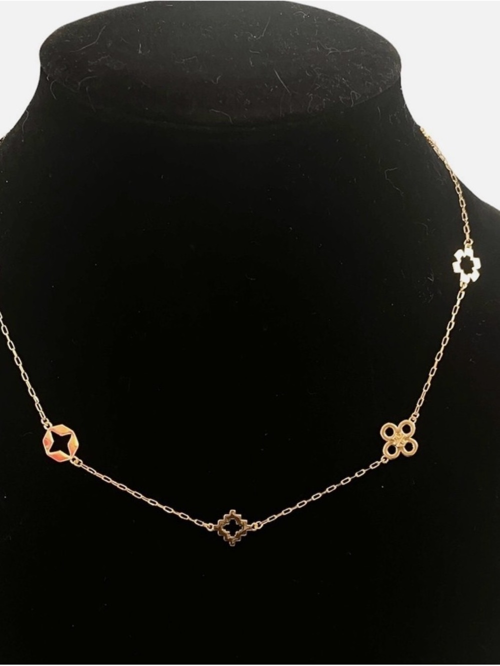 Tory Burch Gold Floral Station Necklace